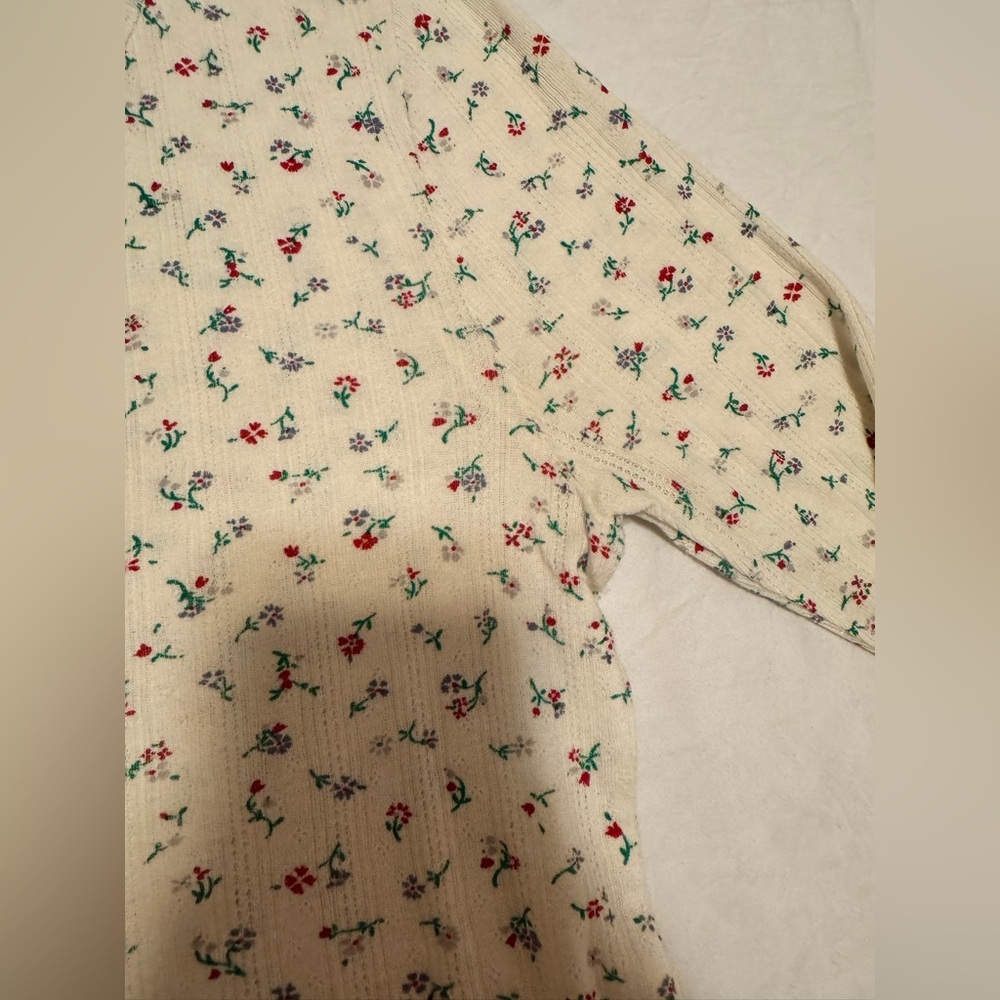 Doen Paula T, 100% Cotton, Monte-Parc Floral/Cream Henley-Long Sleeve Top, S - Picture 6 of 13